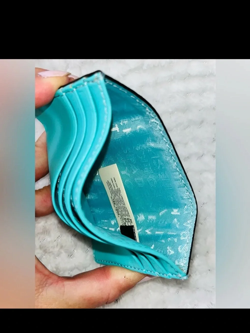 KATE SPADE Turquoise Robin's Egg Blue Pebbled Leather Card Case